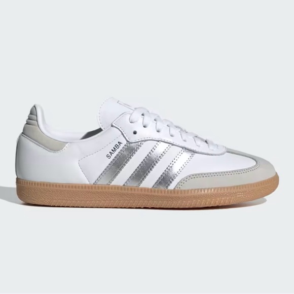 adidas Shoes - Adidas Samba White Sneakers with Silver Accents